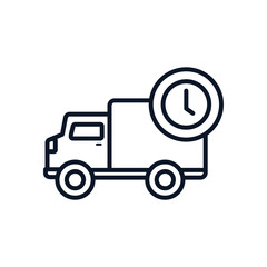 Isolated delivery truck and clock line style icon vector design
