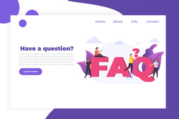 FAQ,  Frequently Asked Questions, user manual or guide, Online Support center concept.  Vector illustration.