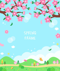 Frame on the theme of warm spring flowers