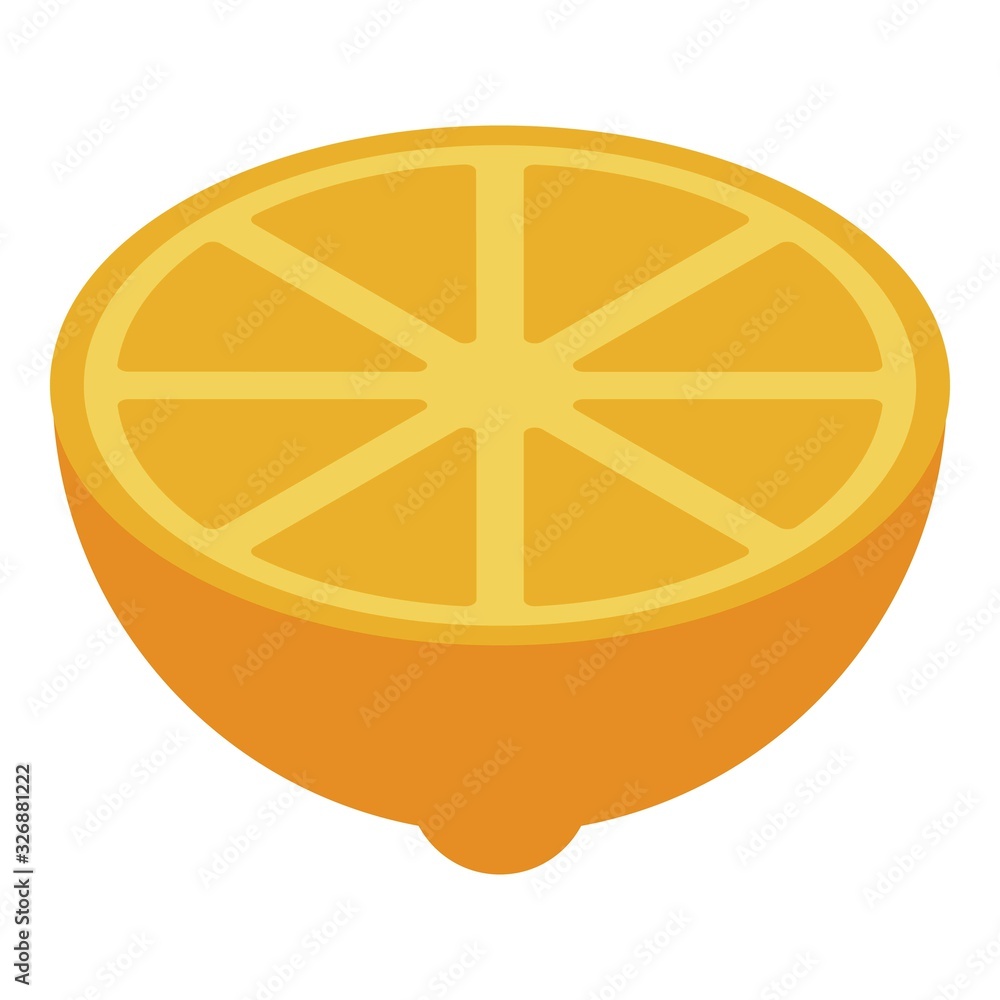 Poster half fresh lemon icon. isometric of half fresh lemon vector icon for web design isolated on white ba