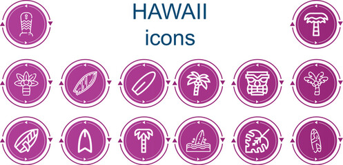 Editable 14 hawaii icons for web and mobile
