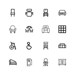 Editable 16 armchair icons for web and mobile