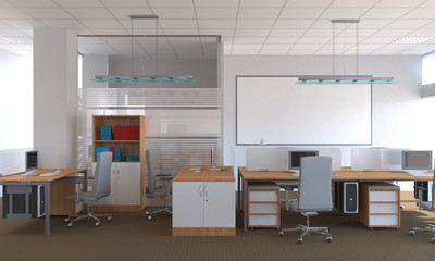 office, interior visualization, 3D illustration