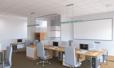 office, interior visualization, 3D illustration