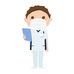 感染予防の為、マスクをしている男性看護師。