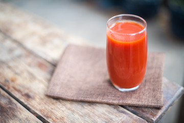Fresh tomatoes juice in drinking healthy concept.