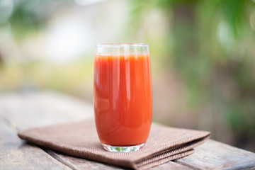 Fresh tomatoes juice in drinking healthy concept.