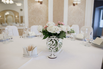 wedding decor in the restaurant and food