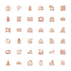 Editable 36 apartment icons for web and mobile