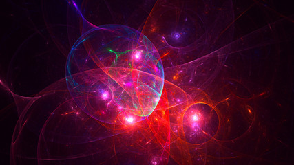 3D rendering abstract red fractal light background
