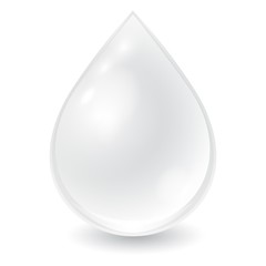 Vector cream or milk drop isolated on white background. Realistic illustration droplet can use in cosmetic or nutrition ad.