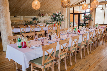 Fototapeta na wymiar wedding decor in the restaurant and food