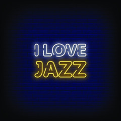 I Love Jazz Neon Signs Style Text Vector