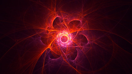 3D rendering abstract red fractal light background