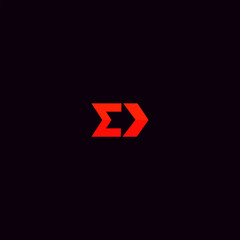 E letter logo arrow design negative space - obrazy, fototapety, plakaty