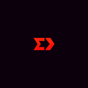 E letter logo arrow design negative space