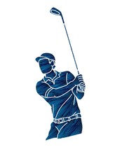 Golf player Golfer action cartoon sport graphic vector.