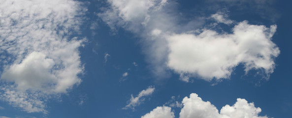 Blue sky with white clouds, natural backgrounds, panoramic sky
