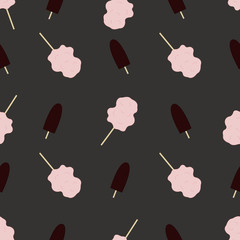 Cotton candy and popsicle seamless pattern. Vector illustration.