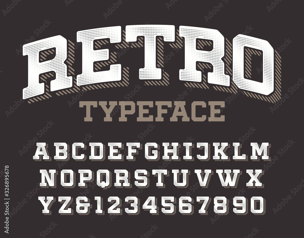 Fototapete retro alphabet font. slab serif letters and numbers. stock vector typeface for your typography desig