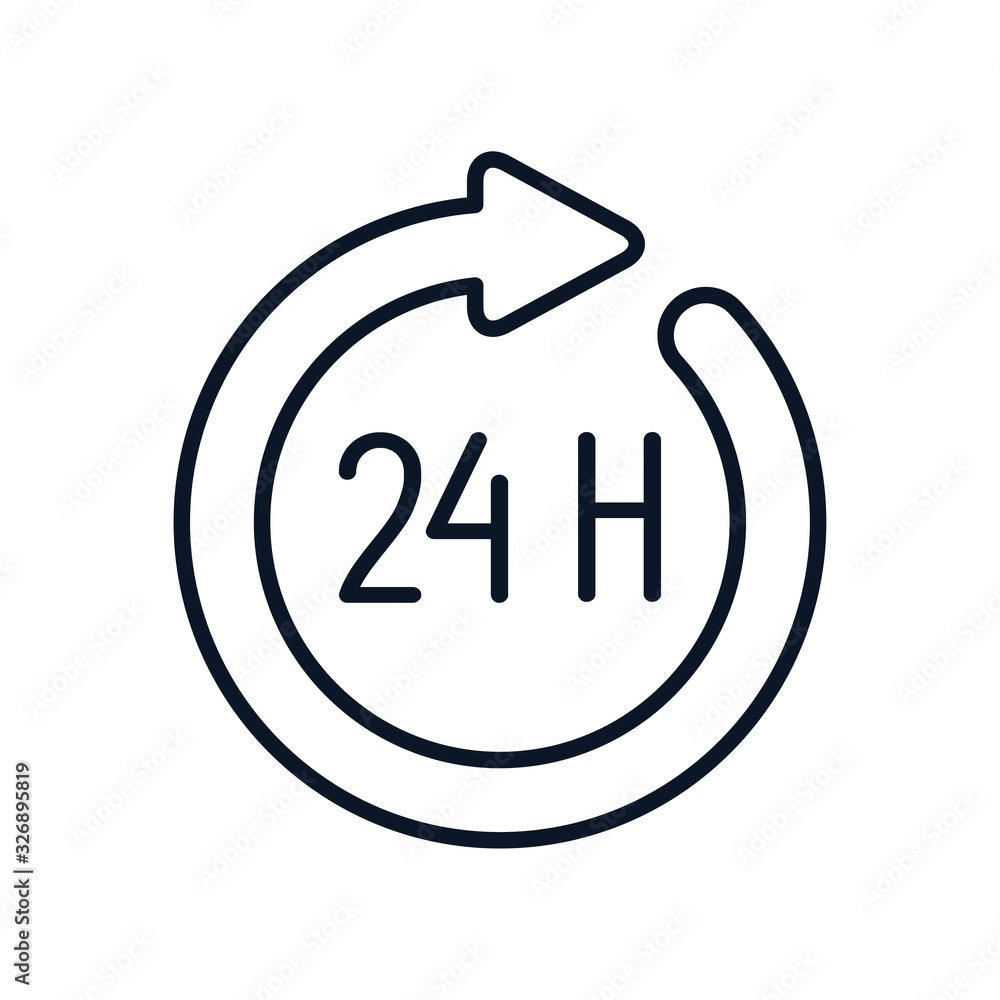 Poster isolated delivery 24 hours arrow line style icon vector design