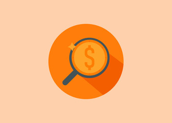 flat design style search money vector icon. perfect for finance icon and design element.