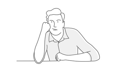 Hand drawn vector illustration of bored man.