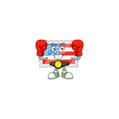 A sporty Boxing independence day stamp cartoon character design style