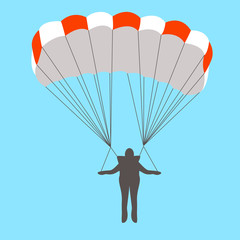 man goes down on a parachute, vector illustration