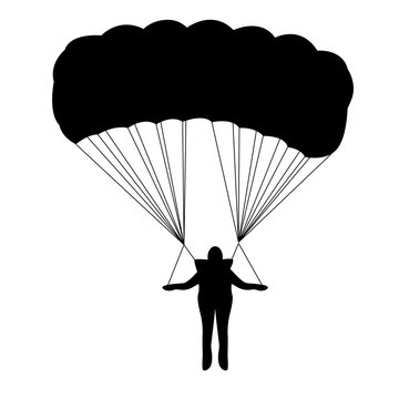 man goes down on a parachute, vector illustration