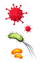 Microscopic bacterial virus microorganism set