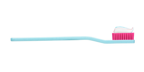 toothbrush with toothpaste isolated on a white