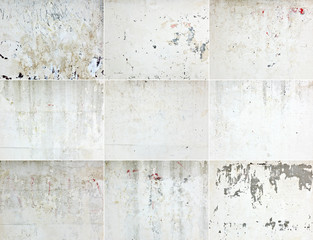 The set of nine different old wall backgrounds