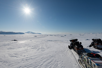 An Arctic snowmobiling extreme tour  