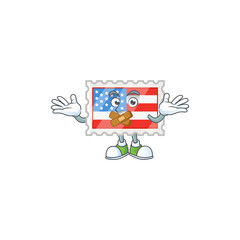 mascot cartoon character design of independence day stamp making a silent gesture