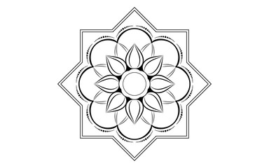 Circle pattern petal flower of mandala with black and white,Vector floral mandala relaxation patterns unique design with white background,Hand drawn pattern,concept meditation and relax