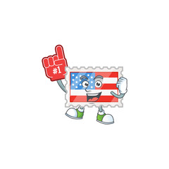 A cartoon design of independence day stamp holding a Foam finger