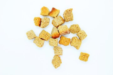 Dry rye crackers located on a white background