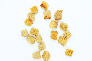 Dry rye crackers located on a white background