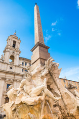 Fototapeta na wymiar Rome Italy10.19.2015.Fountain of the four rivers in Navonna Square