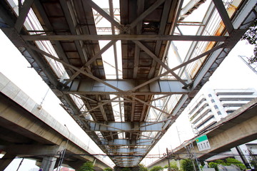Structural steel bridge,Rama VI Bridge is a railway bridge over the Chao Phraya River in Bangkok,in Thailand,The form of a bridge in the olden days,often with steel structures.