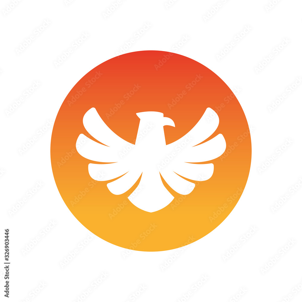 Poster isolated eagle bird silhouette block style icon vector design