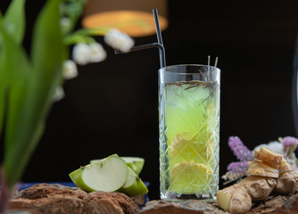 cocktail with lime and mint