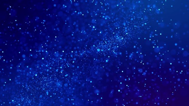 Magic blue glowing particles flow in viscous liquid and bright glisten. Science fiction. 4k 3d sci-fi background with glittering particles, depth of field and bokeh. Luma matte as alpha channel 103