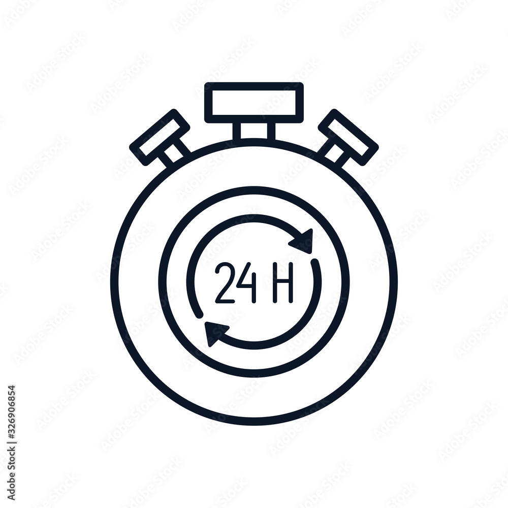 Poster isolated chronometer with 24 hours arrows box line style icon vector design