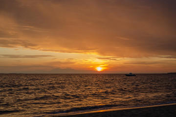 The waterfront of Nikiti in Chalkidiki, Greece, at sunset