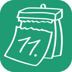 Handgezeichneter Kalender - Tag 11 auf grünem Hintergrund