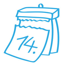 Handgezeichneter Kalender - Tag  14 in blau