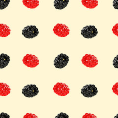 blackberry and redberry fruit food healthy fresh organic seamless pattern