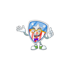 The Geek character of shield badges USA with star mascot design